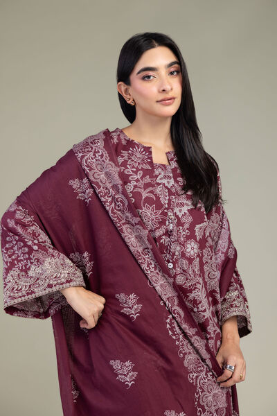 Embroidered | Lawn | Maroon Lawn Dupatta | GBP 25.00