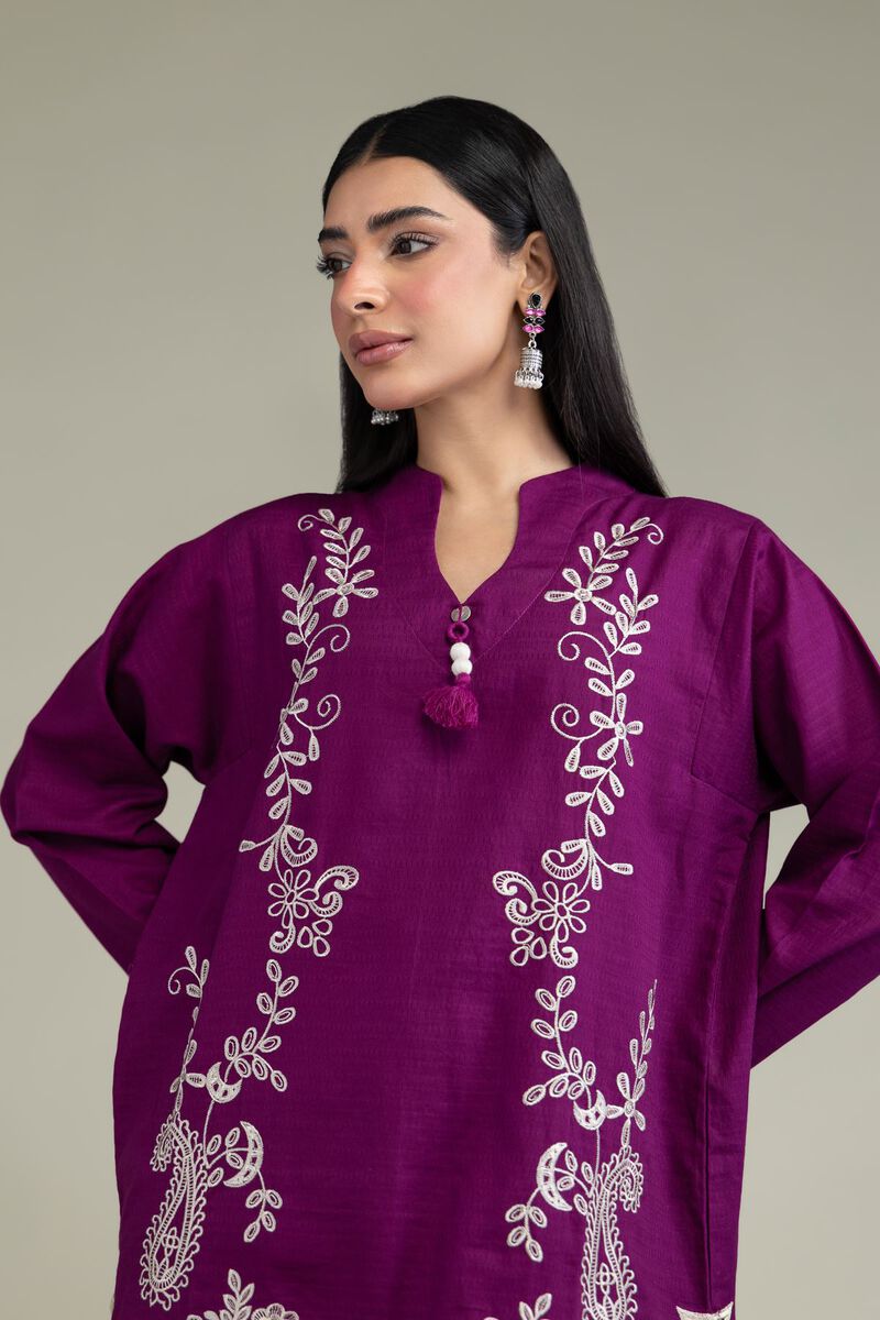 Embroidered | Cotton Dobby | Floral Longline Kurta | GBP 40.00
