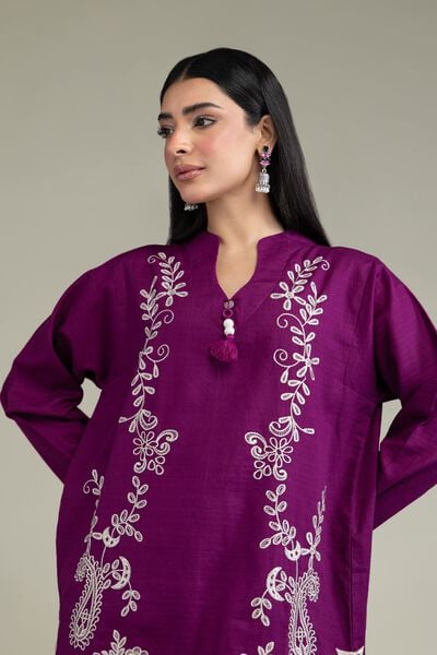 Embroidered | Cotton Dobby | Floral Longline Kurta | GBP 40.00