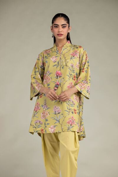 Printed | Cotton Viscose | Floral V-Neck Kurta | GBP 30.00