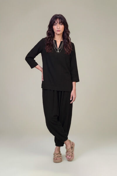 Dyed | Textured Georgette | Solid Black Trousers | GBP 30.00