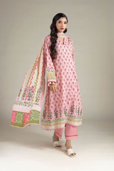 Printed | Cambric | V-Neck 3-Piece Suit | GBP 50.00