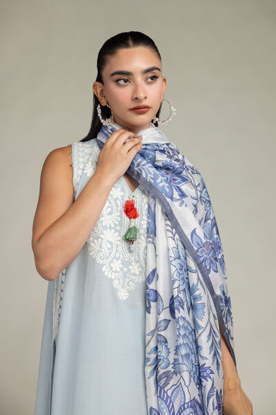 Embroidered  | Polyester Silk | Floral Silk Dupatta | GBP 25.00