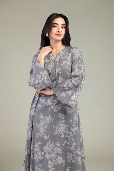 Embroidered | Cambric | Gray Cambric Kurta | GBP 35.00