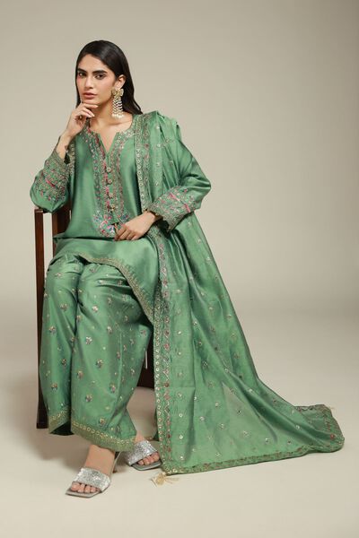 Embroidered | Raw Silk | 3 Piece Co-ord Set | GBP 120.00