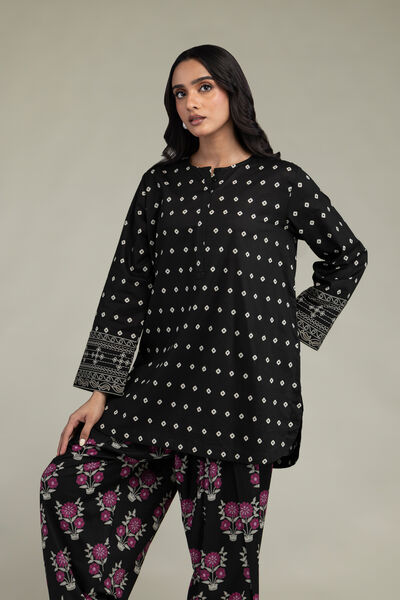 Printed | Cambric | Short Black Kurta | GBP 30.00