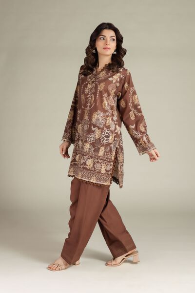 Printed | Jacquard | Brown Tailored Set | GBP 40.00