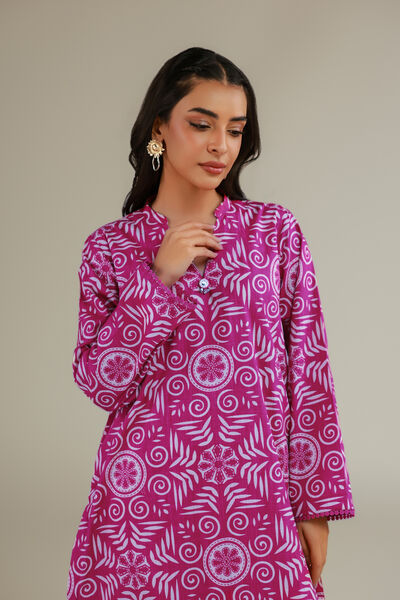 Printed | Textured Cotton | Long V-Neck Kurta | GBP 10.00
