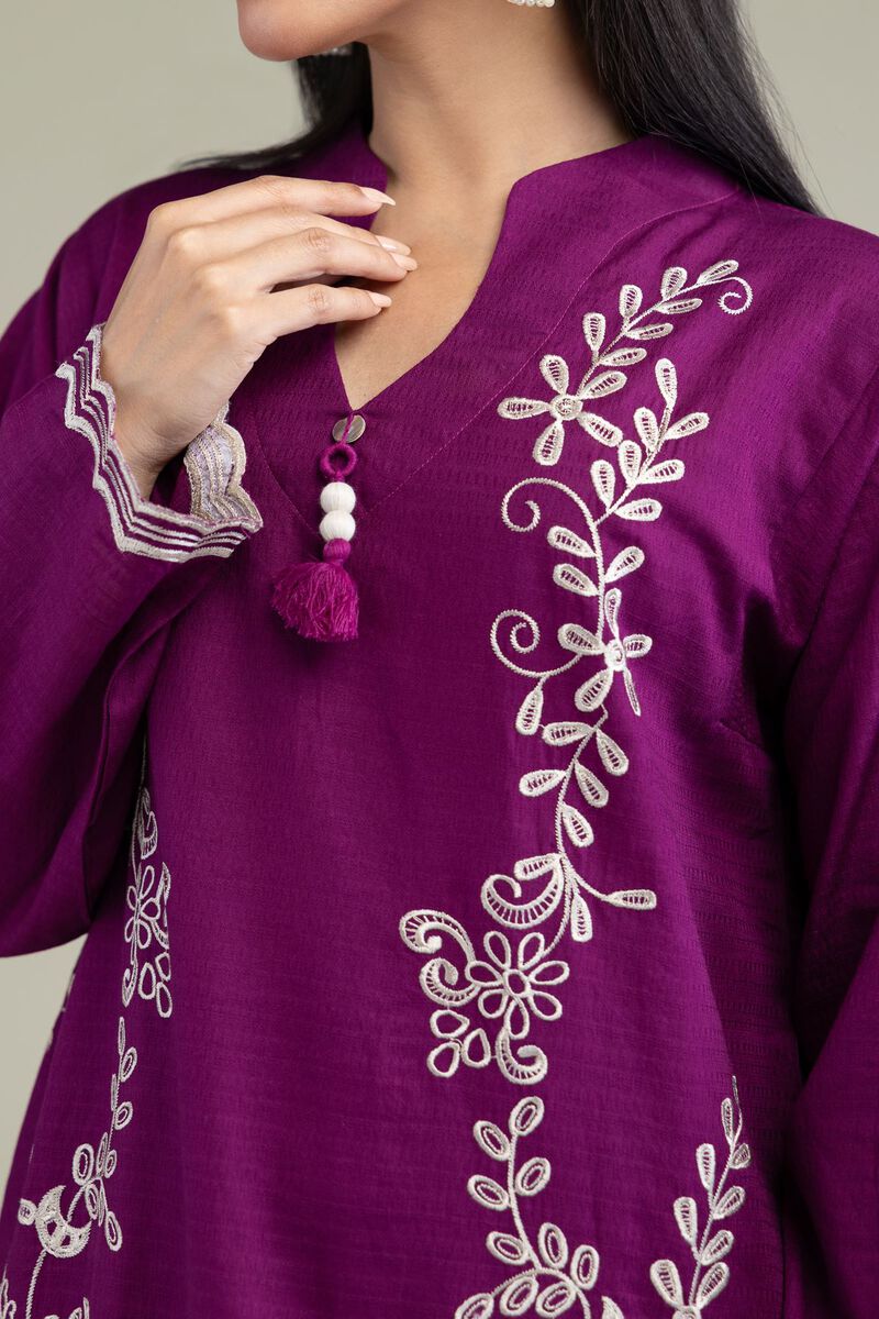Embroidered | Cotton Dobby | Floral Longline Kurta | GBP 40.00