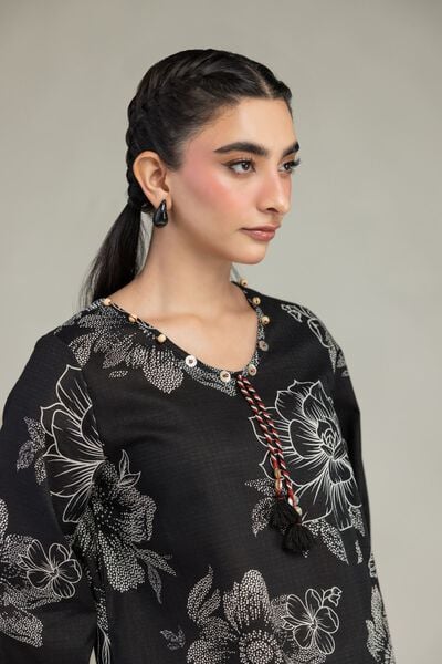 Printed | Cotton Dobby | Black Floral Kurta | GBP 20.00