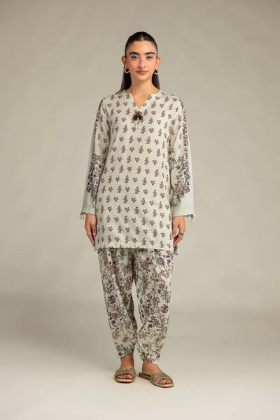 Printed | Raw Silk | Floral Silk Shalwar | GBP 30.00