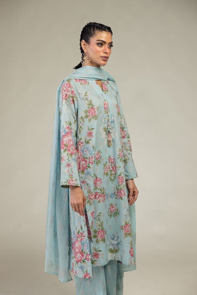 Printed | Cambric | Blue Floral Kurta | GBP 30.00