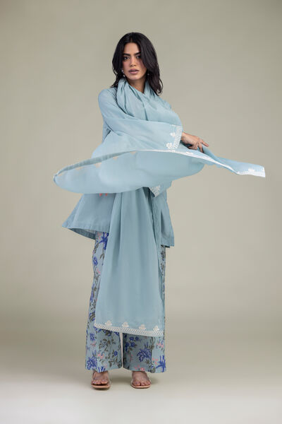 Embroidered | Lawn | Solid Blue Dupatta | GBP 25.00