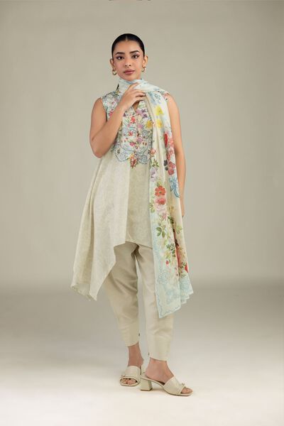 Printed | Cotton Dobby | Sleeveless Floral Kurta | GBP 30.00