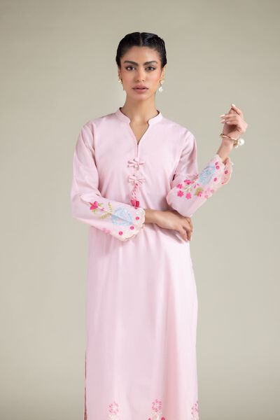 Embroidered | Textured Cotton | Floral Longline Kurta | GBP 30.00