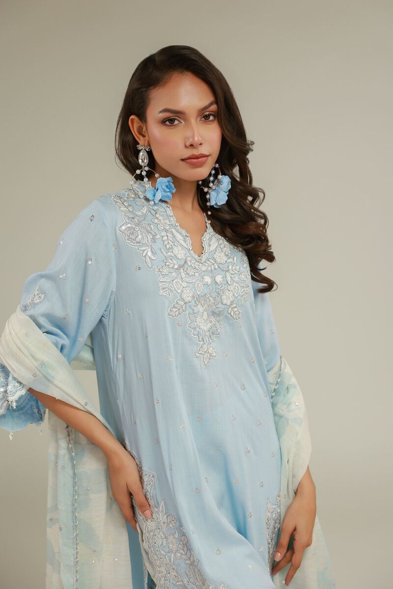 Embroidered | Raw Silk | Floral 3-piece Set | null