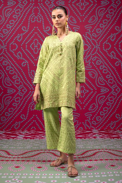 Kurta | Embroidered, GREEN, hi-res