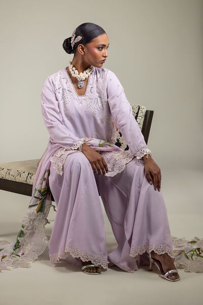 Raw Silk | 3-Piece Embroidered Suit | GBP 155.00