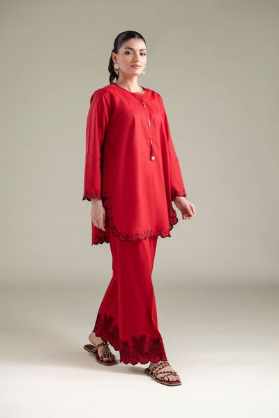 Embroidered | Cotton Dobby | Floral Threadwork Pants | GBP 25.00