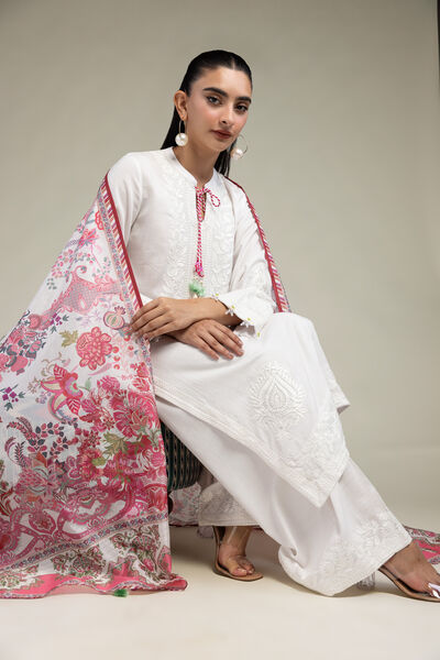 Embroidered | Raw Silk | White Silk Kurta | GBP 50.00
