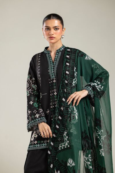 Embroidered | Chiffon | Green Floral Dupatta | GBP 20.00