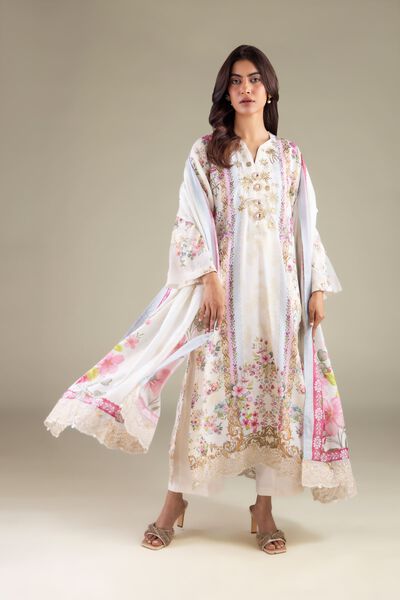 Embroidered | Polyester Silk | Floral Lace Dupatta | GBP 30.00