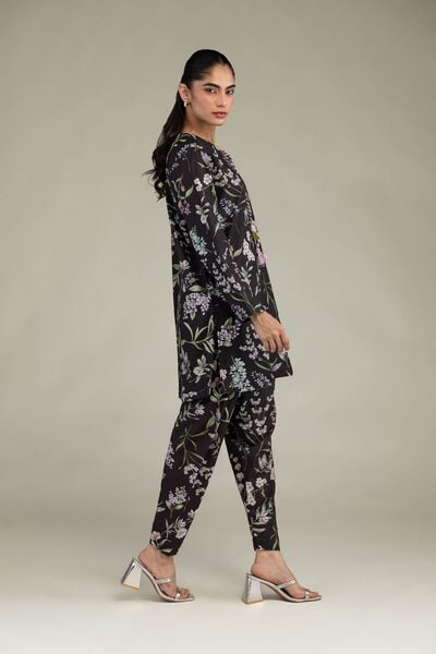 Printed | Cotton Viscose | Black Floral Shalwar  | GBP 20.00