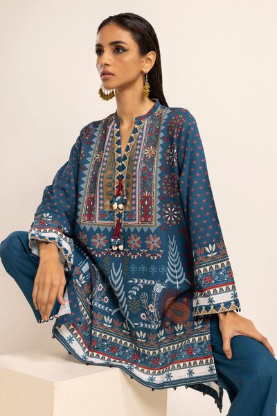 Kurta | Embroidered, BLUE, hi-res