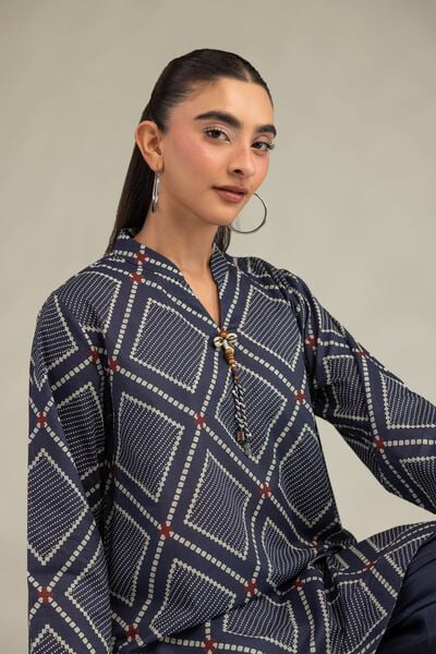 Printed | Cambric | Short Navy Kurta | GBP 30.00