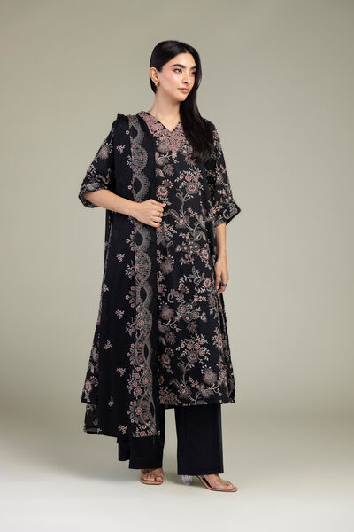 Embroidered | Cambric | Black Cambric Kurta | GBP 40.00