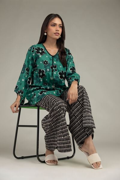Printed | Cambric | Floral Green Kurta | GBP 30.00