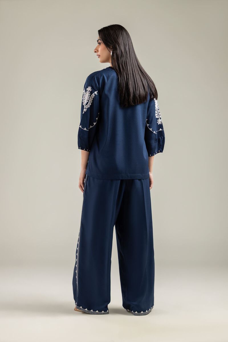 Embroidered | Viscose Crepe | Embroidered Navy Blouse | GBP 30.00