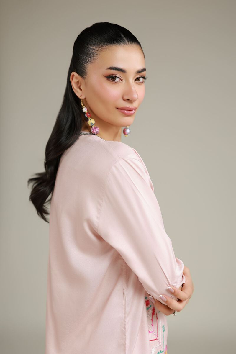 Embroidered | Viscose Crepe | Pink Buttoned Shirt | GBP 30.00