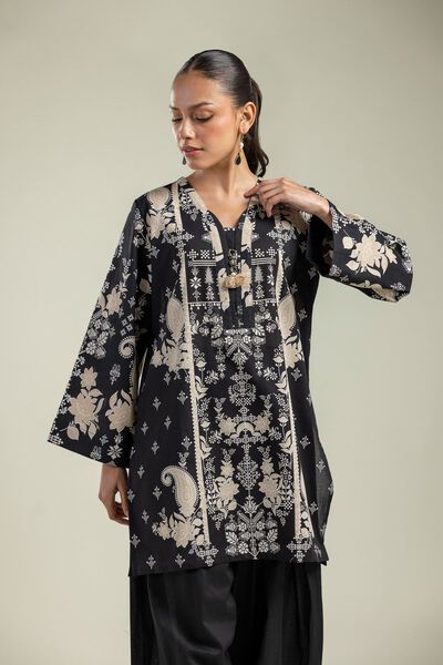 Printed | Cambric | Floral Black Kurta | GBP 10.00