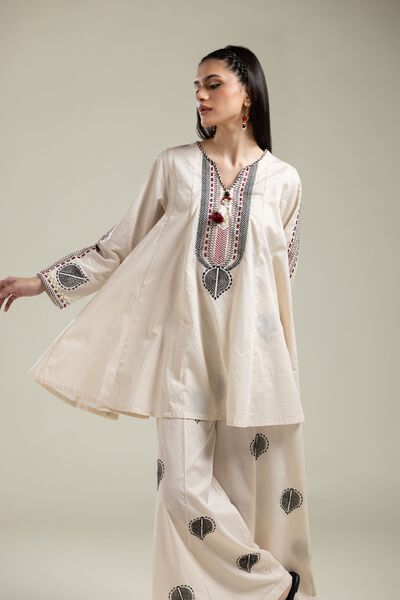 Embroidered |Cotton Dobby | Short White Kurta | GBP 30.00