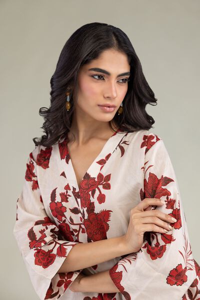Printed | Cambric | Floral V-Neck Tunic | GBP 25.00