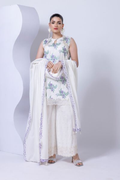 Embroidered | Crosshatch Raw Silk | Pants | GBP 35.00