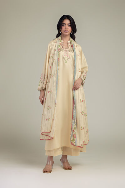 Embroidered | Lawn | Floral Beige Dupatta | GBP 25.00