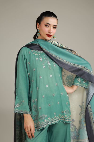 Embroidered | Raw Silk | Floral Drawstring Kurta | GBP 50.00