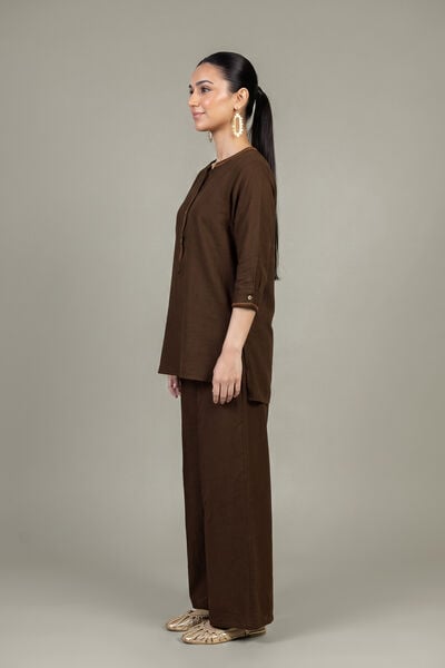 Dyed | Crepe | Solid Brown Trousers | GBP 25.00
