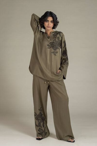 Embroidered | Viscose Crepe | Trousers | GBP 17.00