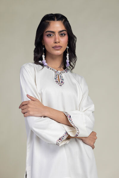Embroidered | Viscose Crepe | Solid Viscose Tunic | GBP 30.00