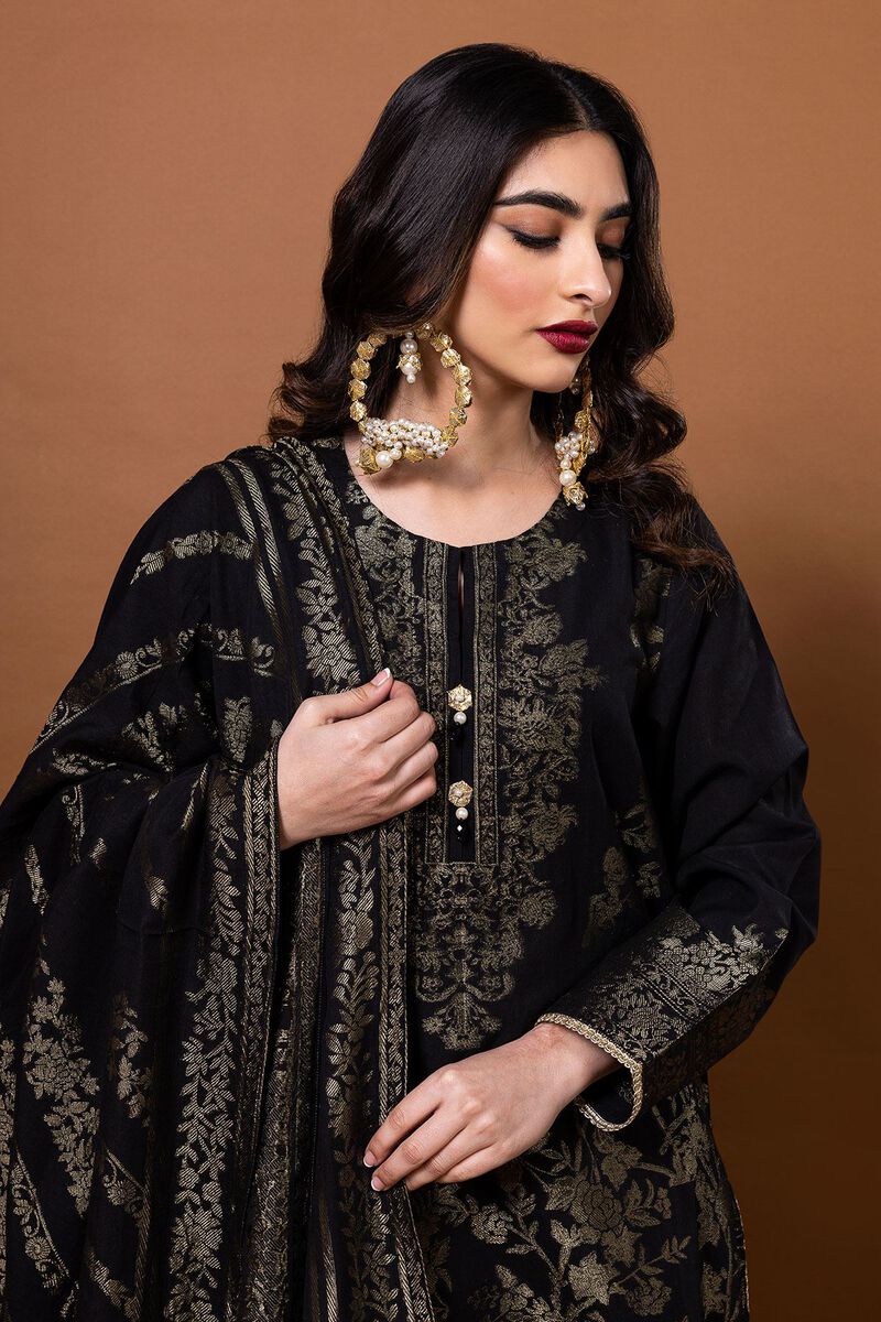 Dyed | Composed Polyester Brosha Jacquard | Fabrics 3 Piece | null
