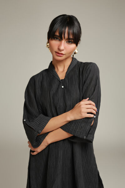 Dyed | Blended Crinkle | Black Crinkle Kurta | GBP 30.00