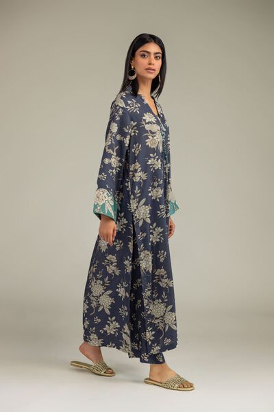 Printed | Raw Silk | Floral Navy Pants | GBP 30.00