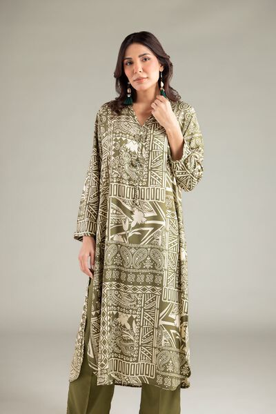 Printed | Viscose | Long V-Neck Kurta | GBP 25.00