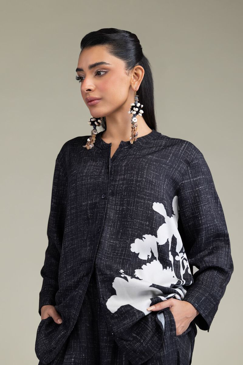 Printed | Viscose Crepe | Black Viscose Shirt | GBP 25.00