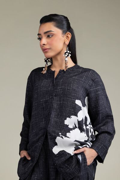 Printed | Viscose Crepe | Black Viscose Shirt | GBP 25.00