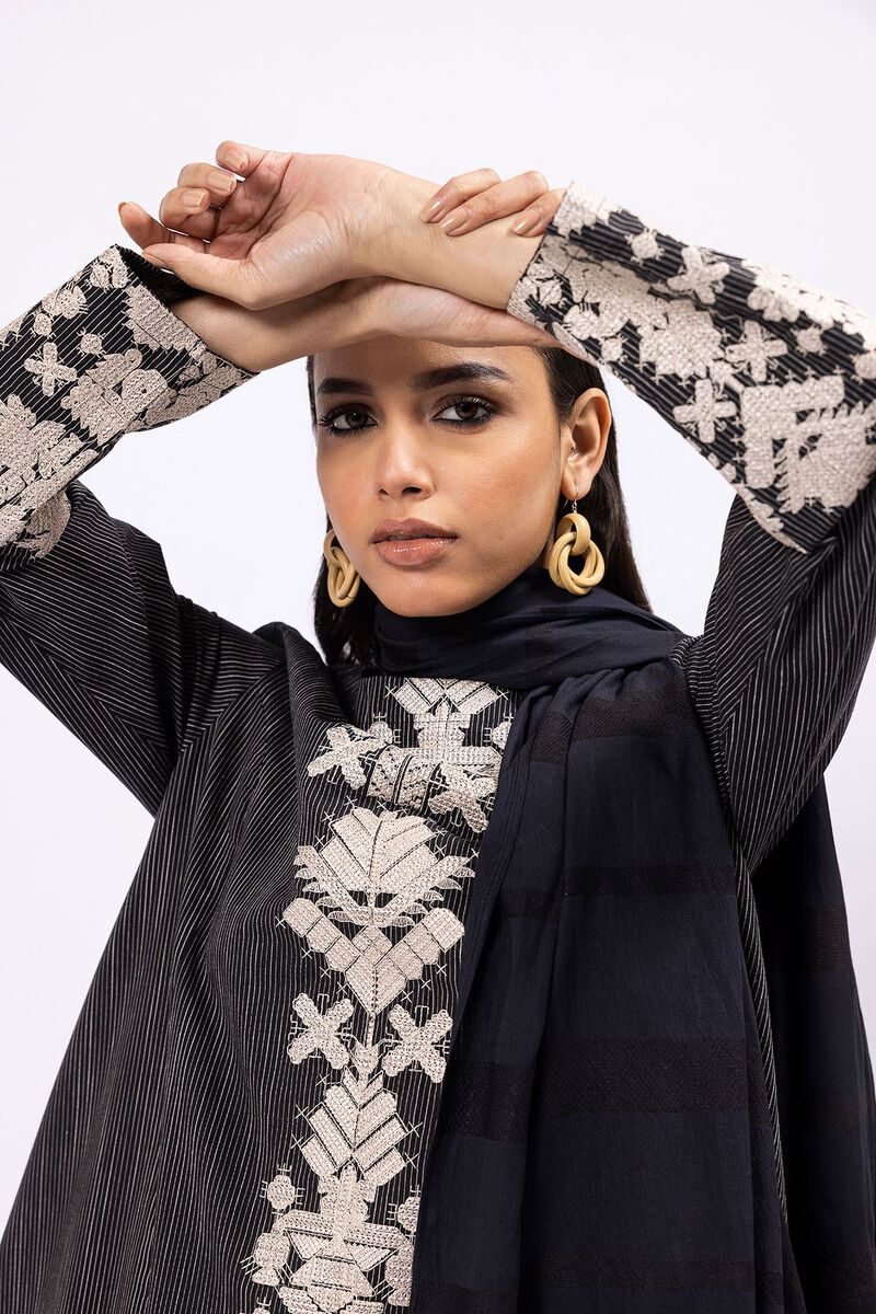 Embroidered | Yarn Dyed Slub | Fabrics 3 Piece | null