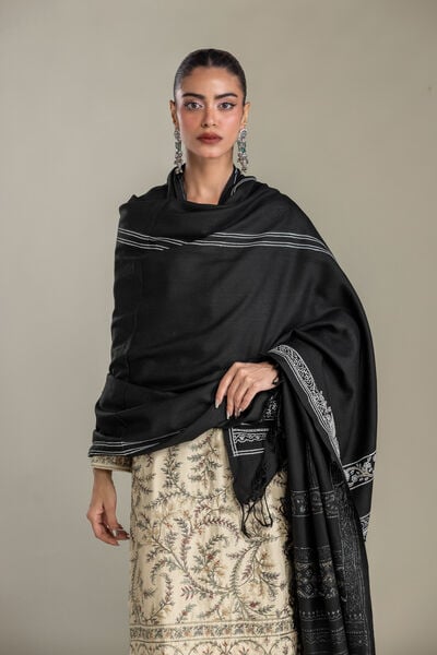 Embroidered | Rashmina Acrylic | Black Rashmina Shawl | GBP 30.00